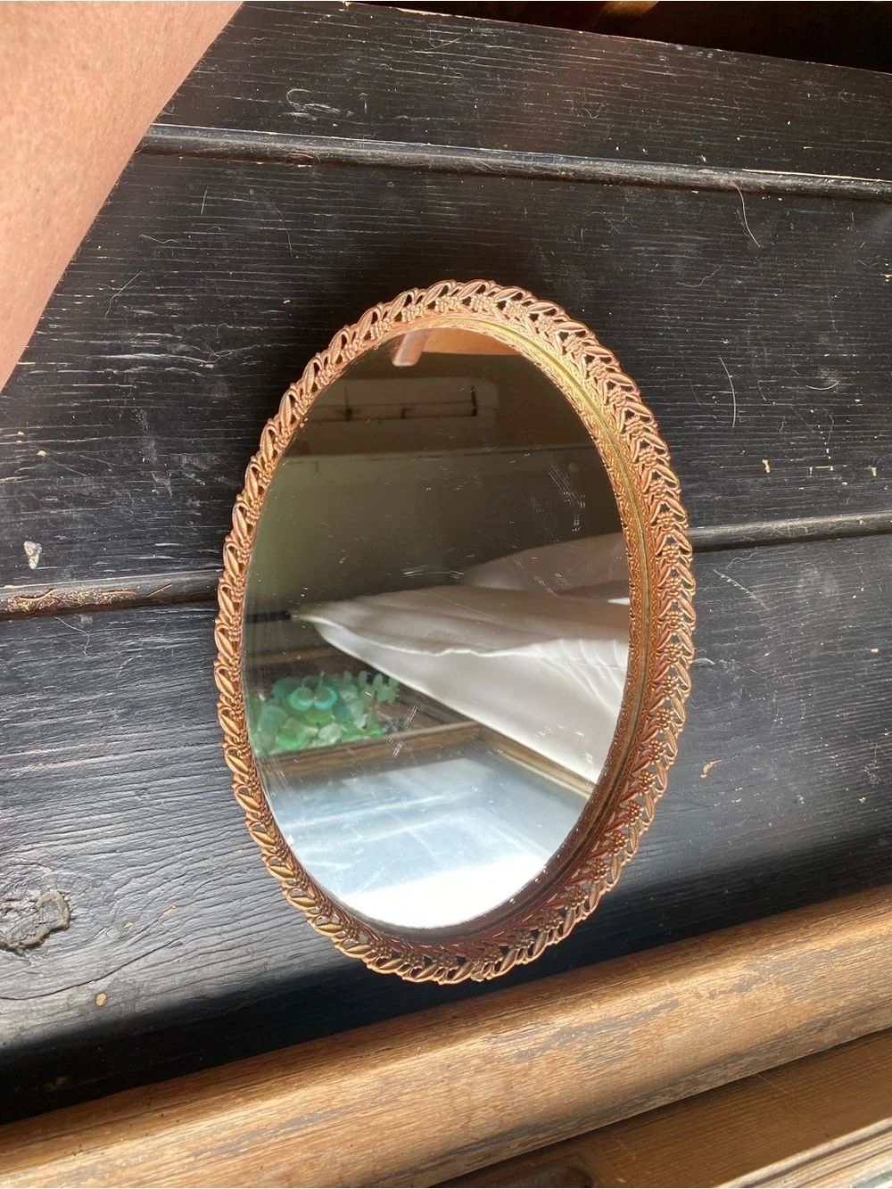 Ornate Gold Oval vanity tray 13.5 inches vintage - Elegant Home Wall Decor